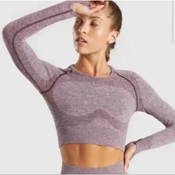 Gymshark Flex Sport Long sleeve Crop top purple - Picture 1 of 6